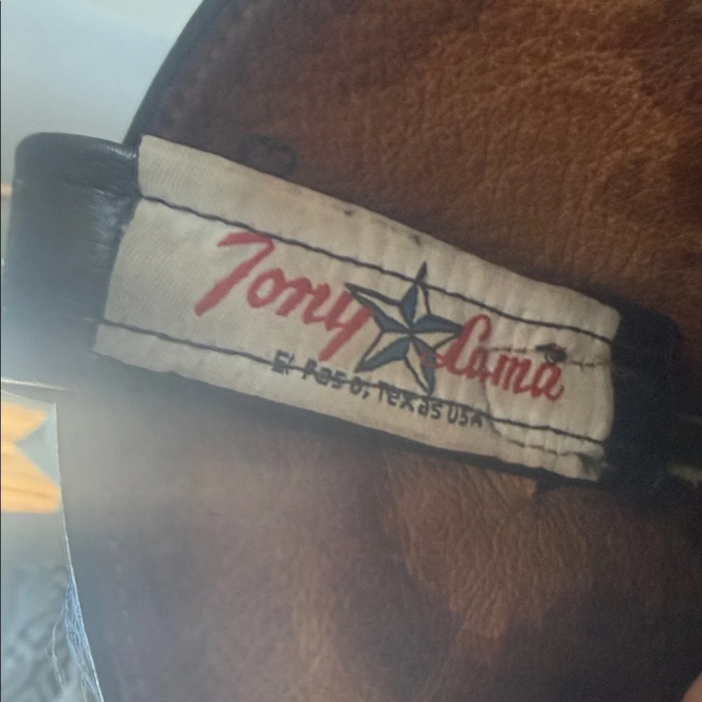 Tony Lama men’s 8.5 EE Black OSTRICH Leather Heeled‎ Boots